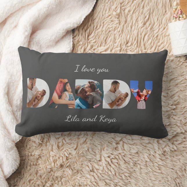 Coussin Rectangle Collage photo simple moderne personnalisé Script D (Couverture)