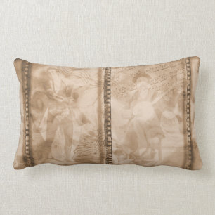 Coussin Rectangle Collage victorien de film de sépia de musiciens -