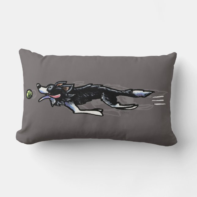 Coussin Rectangle Collie frontalier en action (Recto)