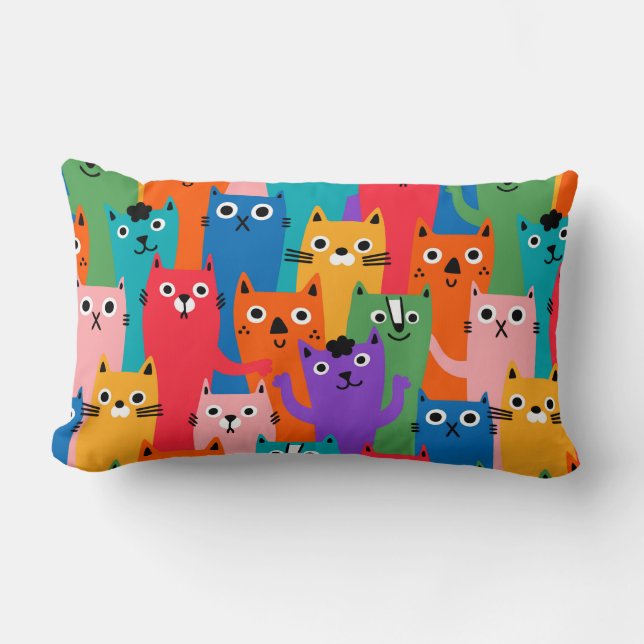 Coussin Rectangle Colorful cats (Recto)