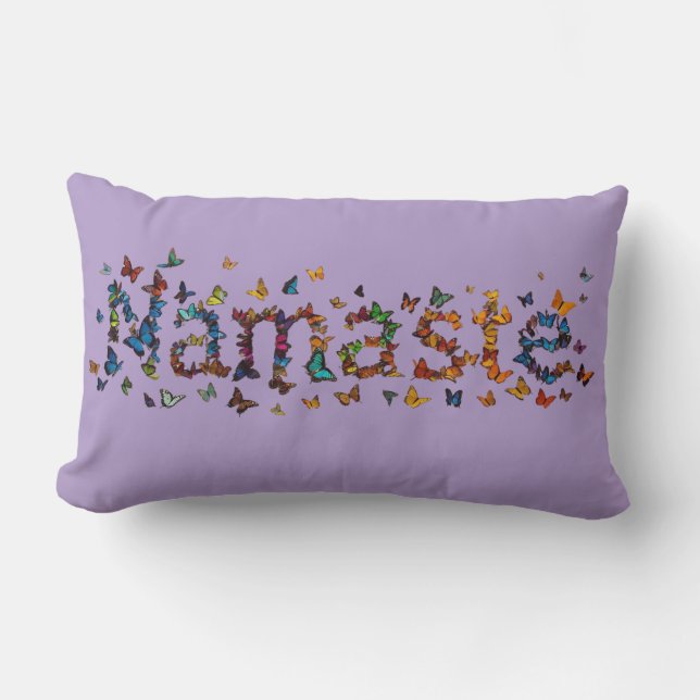 Coussin Rectangle Colorful Namaste Butterflies - Lavender Statement (Recto)