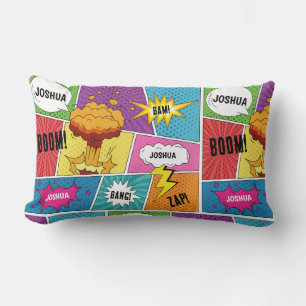 Coussin Rectangle Comic Livre coloré Nom personnalisé Pop Art