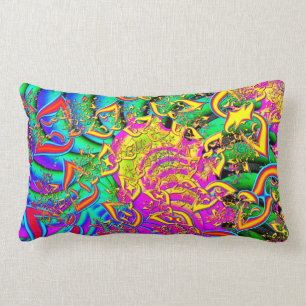 Coussin Rectangle Comme Candy Vibrant Psychédélique Fractale