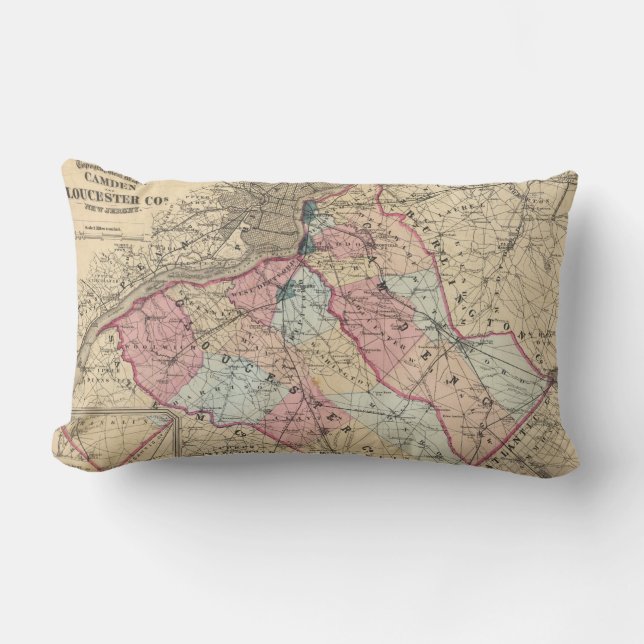 Coussin Rectangle Comtés de Camden, Gloucester, NJ (Recto)