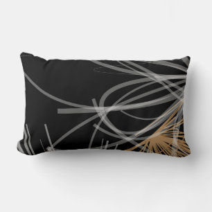 Coussin Rectangle Conception abstraite moderne de Black White & Gold
