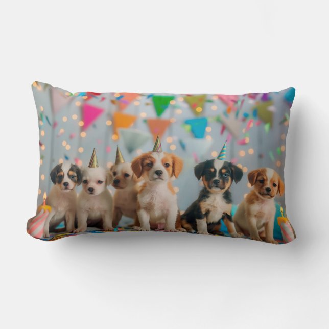 Coussin Rectangle Conception de célébration d'anniversaire de chiots (Recto)