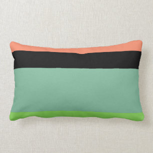 Coussin Rectangle Conception de la bande verte orange, noire, aqua e