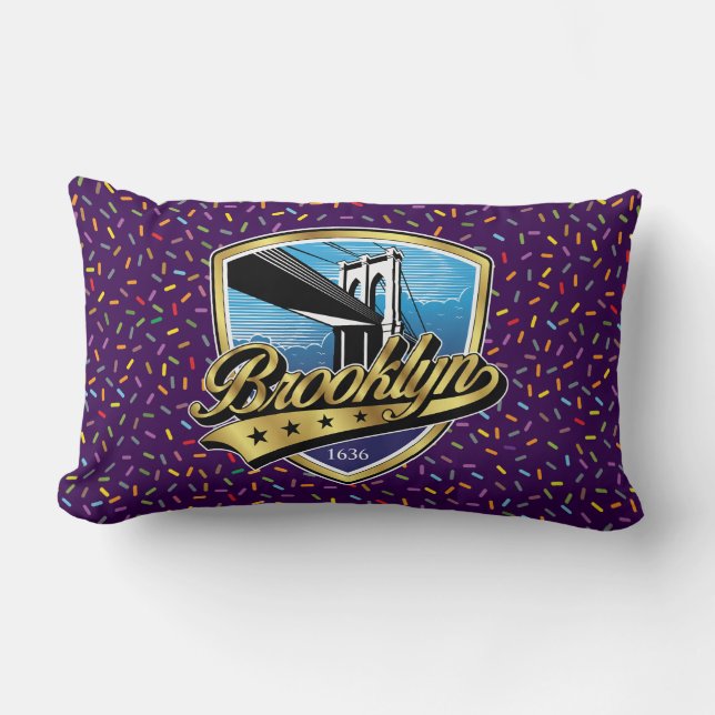 Coussin Rectangle Conception de logo élégant Brooklyn Gold Swoosh (Recto)