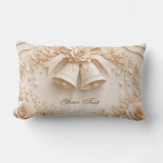 Coussin Rectangle Conception de mariage élégante avec cloches et ros