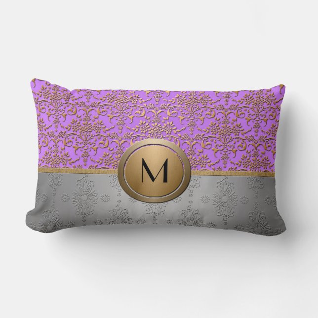 Coussin Rectangle Conception de monogramme fantaisie Pervenche Viole (Recto)