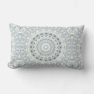 Coussin Rectangle Conception de motif de mandala bleu et vert serein