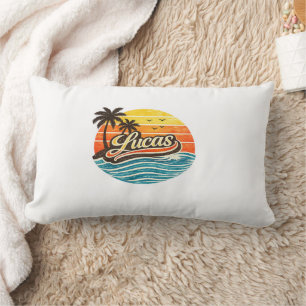 Coussin Rectangle Conception de nom Lucas Retro Sunset