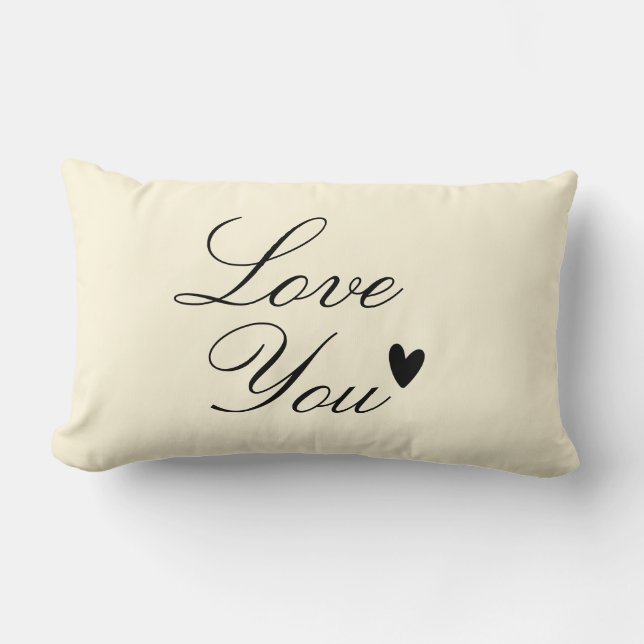 Coussin Rectangle Conception de texte personnalisée "Love You" (Recto)