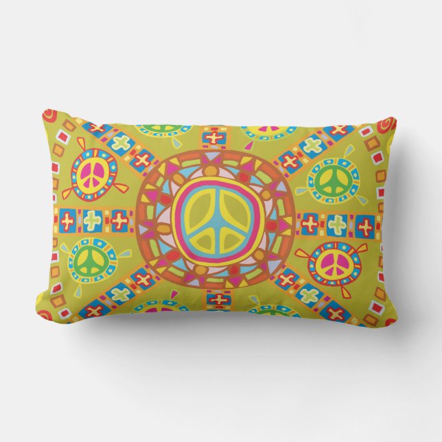 Coussin Rectangle Conception des symboles de paix (Recto)