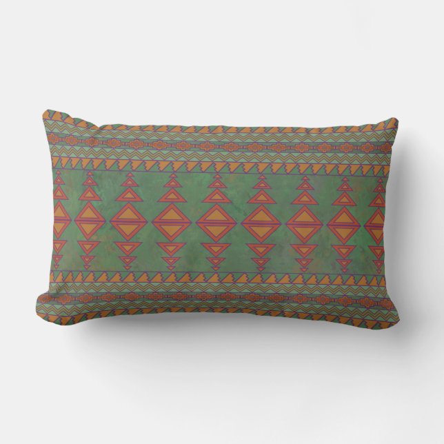 Coussin Rectangle Conception géométrique verte Sagebrush Sud-Ouest (Recto)