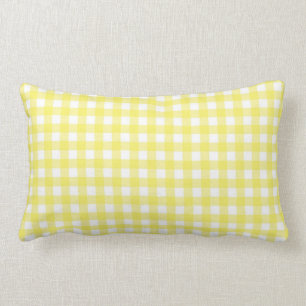 Coussin Rectangle Conception jaune et blanche de guingan