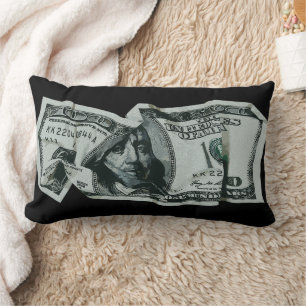 Coussin Rectangle Conception moderne d'un billet de 100 $ froissé