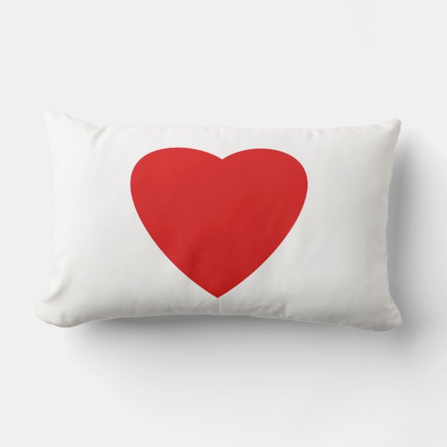 Coussin Rectangle Conception rouge et blanche de coeur d'amour (Recto)