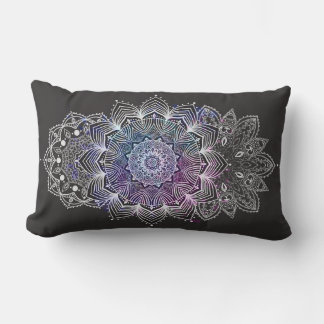 Coussin Rectangle Conceptions de mandala floral violet rose bleu gri
