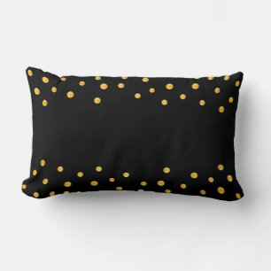Coussin Rectangle Confettis dorés élégants sur fond noir