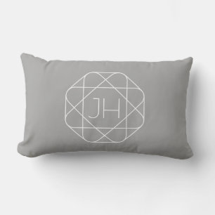 Coussin Rectangle Cool monogram, style vibe Grey & White
