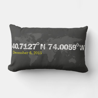 Coussin Rectangle coordonnées mondiales grises date de mariage date