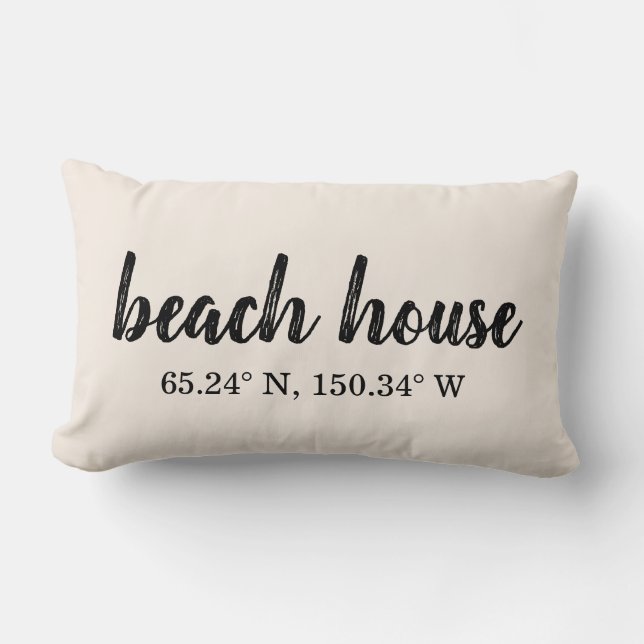 Coussin Rectangle Coordonnées personnalisées de Beach House (Recto)