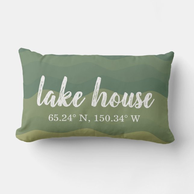 Coussin Rectangle Coordonnées personnalisées Lake House (Recto)