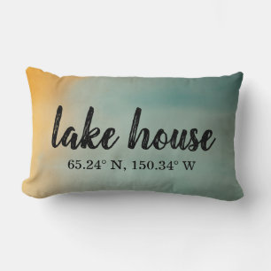Coussin Rectangle Coordonnées personnalisées Lake House