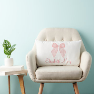 Coussin Rectangle Coquette Pink Bow personnalisée esthétique Baby