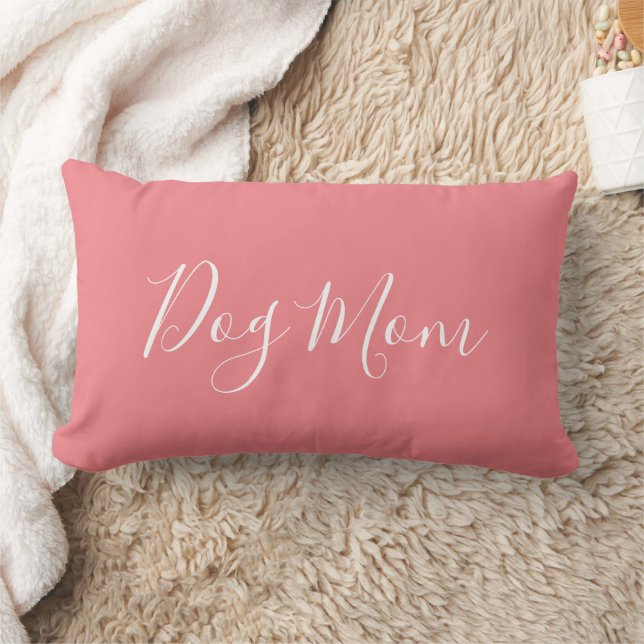 Coussin Rectangle Corail féminin moderne Script Chien Maman (Couverture)