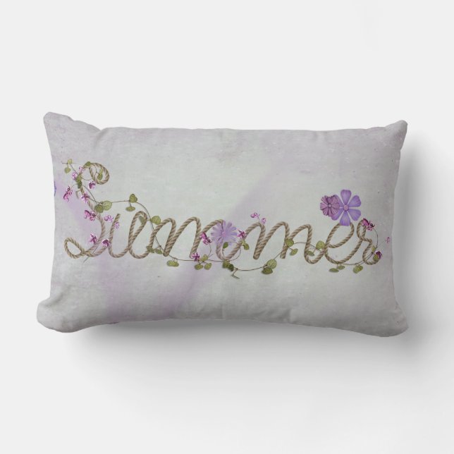 Coussin Rectangle corde d'été et fleurs (Recto)