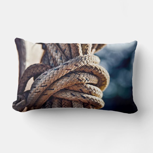 COUSSIN RECTANGLE CORDE NOUÉE NAUTIQUE (Recto)