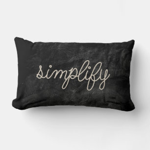 Coussin Rectangle corde simplifier le texte en cuir noir