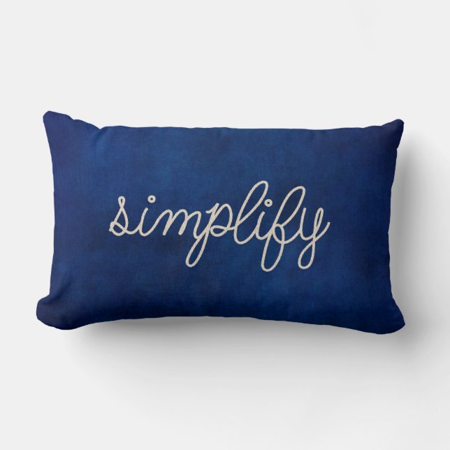 Coussin Rectangle corde simplifier le texte sur bleu (Recto)