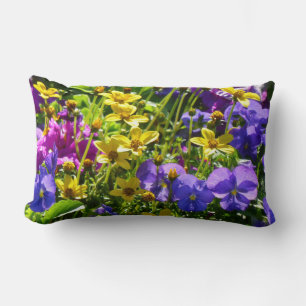 Coussin Rectangle Coréopsis jaune et Violas pourpre Coloré Floral