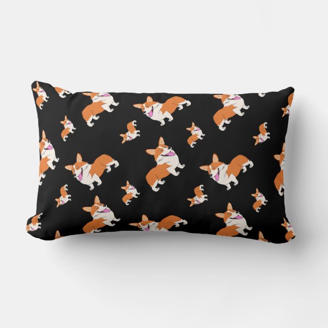 Coussin Rectangle Corgis riants (Recto)