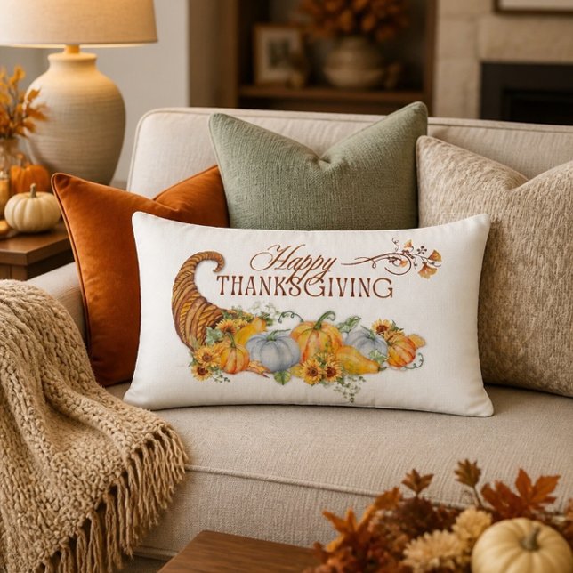 Coussin Rectangle Cornucopia de la fête de Thanksgiving  (Créateur téléchargé)