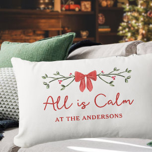 Coussin Rectangle Cosy "Tout est calme" Fêtes de Noël personnalisées