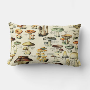 Coussin Rectangle Cottagecore Champignons Naturaliste Vintage