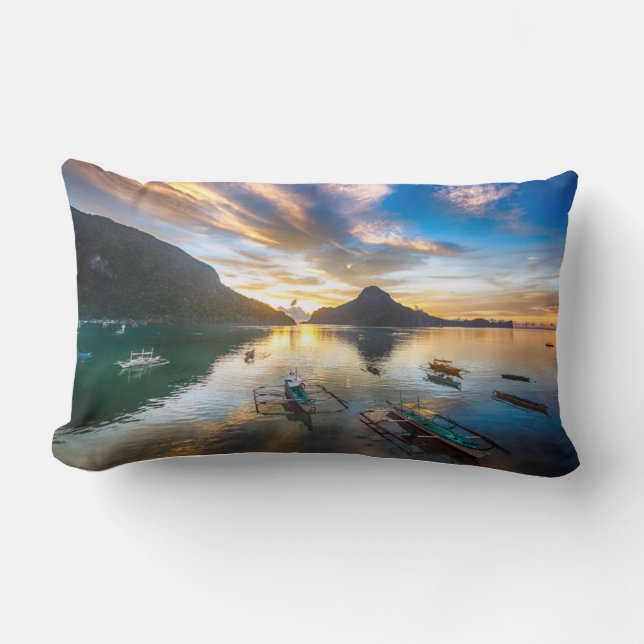 Coussin Rectangle Coucher de soleil à El Nido (Recto)