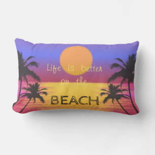 Coussin Rectangle Coucher de soleil adorable, Plage, Palmiers