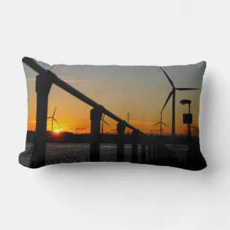 Coussin Rectangle Coucher de soleil avec moulin à vent, relaxant.