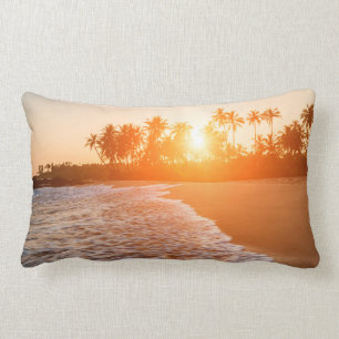 Coussin Rectangle Coucher du soleil sur la plage avec des cocotiers
