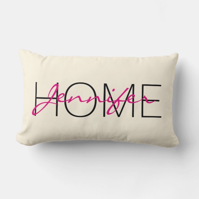 Coussin Rectangle Couleur latte cosmique monogramme maison (Recto)