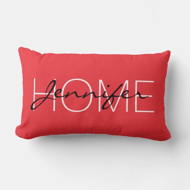 Coussin Rectangle Couleur rose carmin profond monogramme maison (Recto)