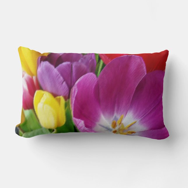 Coussin Rectangle couleurs des tulipes (Recto)