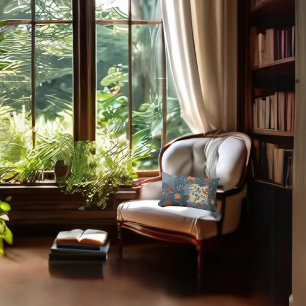 Coussin Rectangle Country Blue Rust Rustique Agritourisme Triple Roc