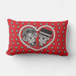 Coussin Rectangle Couple crâne sucre