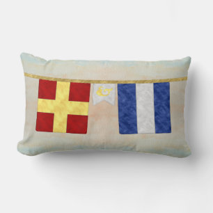 Coussin Rectangle Couples d'aquarelle Monogramme Signal maritime Dra